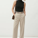 Annabelle | Women's High Waist Wide Leg Wool Blend Trousers