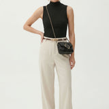 Annabelle | Women's High Waist Wide Leg Wool Blend Trousers