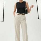 Annabelle | Women's High Waist Wide Leg Wool Blend Trousers