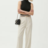 Annabelle | Women's High Waist Wide Leg Wool Blend Trousers