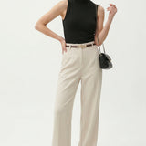 Annabelle | Women's High Waist Wide Leg Wool Blend Trousers