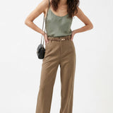 Annabelle | Women's High Waist Wide Leg Wool Blend Trousers