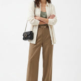 Annabelle | Women's High Waist Wide Leg Wool Blend Trousers