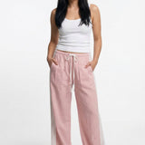 Kyla | Women's High Waist Striped Cotton Pants with Elastic Waist