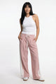 Kyla | Women's High Waist Striped Cotton Pants with Elastic Waist