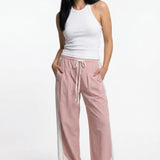 Kyla | Women's High Waist Striped Cotton Pants with Elastic Waist