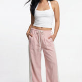 Kyla | Women's High Waist Striped Cotton Pants with Elastic Waist