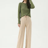 Sandrine | Women's Merino Wool Wide Leg Trousers with High Waist