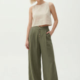 Everly | Women's Wide Leg Linen Pants with Elastic Waist