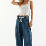 Marlowe | Women's Slouchy Denim Pants with Drawstring Waist