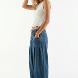 Marlowe | Women's Slouchy Denim Pants with Drawstring Waist
