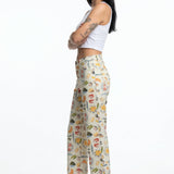Elsie | Women's Printed Denim Pants with Straight Leg