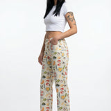 Elsie | Women's Printed Denim Pants with Straight Leg