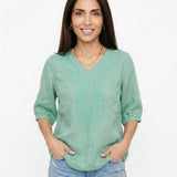 Eloria | Women Top With Cotton Linen Embroidery
