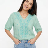 Eloria | Women Top With Cotton Linen Embroidery