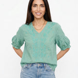 Eloria | Women Top With Cotton Linen Embroidery