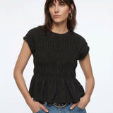 Rita | Women Top With Ruched Peplum Design
