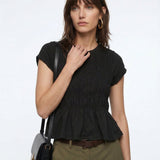 Rita | Women Top With Ruched Peplum Design