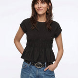 Rita | Women Top With Ruched Peplum Design