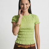 Chloe | Women Top With Plaid Ruched Body