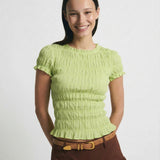 Chloe | Women Top With Plaid Ruched Body