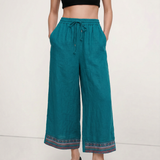 Savannah | Women's Pants with Elastic Waistband and Embroidered Hem