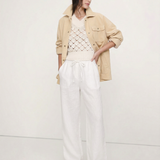 Calla | Women's Pants with Ruffled Waistband and Tie Belt