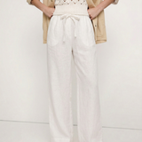 Calla | Women's Pants with Ruffled Waistband and Tie Belt