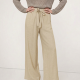 Calla | Women's Pants with Ruffled Waistband and Tie Belt