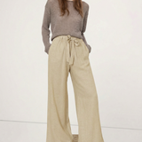 Calla | Women's Pants with Ruffled Waistband and Tie Belt