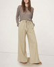 Calla | Women's Pants with Ruffled Waistband and Tie Belt