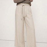 Calla | Women's Pants with Ruffled Waistband and Tie Belt