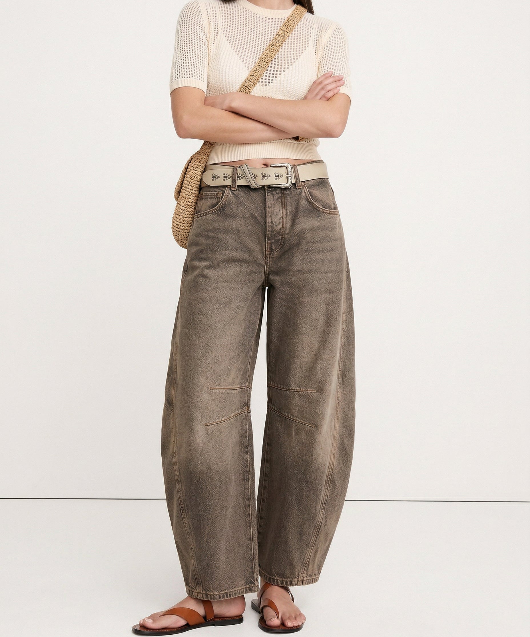 Arabella | Women's Mid Waist Wide Leg Jeans with Ankle Length