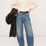 Arabella | Women's Mid Waist Wide Leg Jeans with Ankle Length