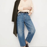 Arabella | Women's Mid Waist Wide Leg Jeans with Ankle Length