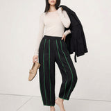 Haven | Women's Linen Pants with Contrast Stripe Detail