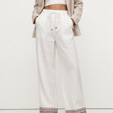 Savannah | Women's Pants with Elastic Waistband and Embroidered Hem
