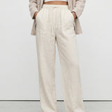 Thea | Women's Linen Pants with Elastic Waist Drawstring