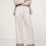 Savannah | Women's Pants with Elastic Waistband and Embroidered Hem