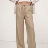 Thea | Women's Linen Pants with Elastic Waist Drawstring