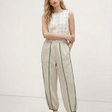 Haven | Women's Linen Pants with Contrast Stripe Detail