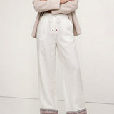 Savannah | Women's Pants with Elastic Waistband and Embroidered Hem