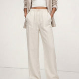 Thea | Women's Linen Pants with Elastic Waist Drawstring