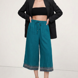 Savannah | Women's Pants with Elastic Waistband and Embroidered Hem