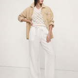 Calla | Women's Pants with Ruffled Waistband and Tie Belt