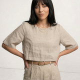 Evelyn | Women Top With Linen Boxy Cropped Fit