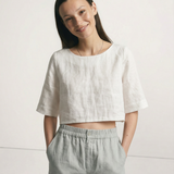 Evelyn | Women Top With Linen Boxy Cropped Fit