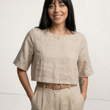 Evelyn | Women Top With Linen Boxy Cropped Fit