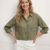 Josephine | Women Shirt With Linen Cropped Oversized Fit