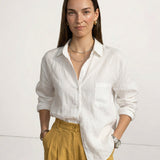 Noelle | Women Shirt With Linen Open Collar